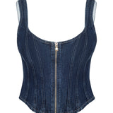 L'AGENCE - Elysia Zip Corset Denim Tank