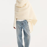 ROHE - Fringe wool blend poncho | Cream (O)