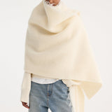 ROHE - Fringe wool blend poncho | Cream (O)