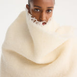 ROHE - Fringe wool blend poncho | Cream (O)