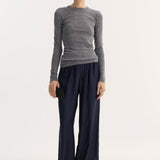 ROHE - Fine merino long sleeve | mid grey melange