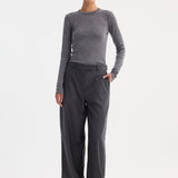 ROHE - Fine merino longsleeve | mid grey melange