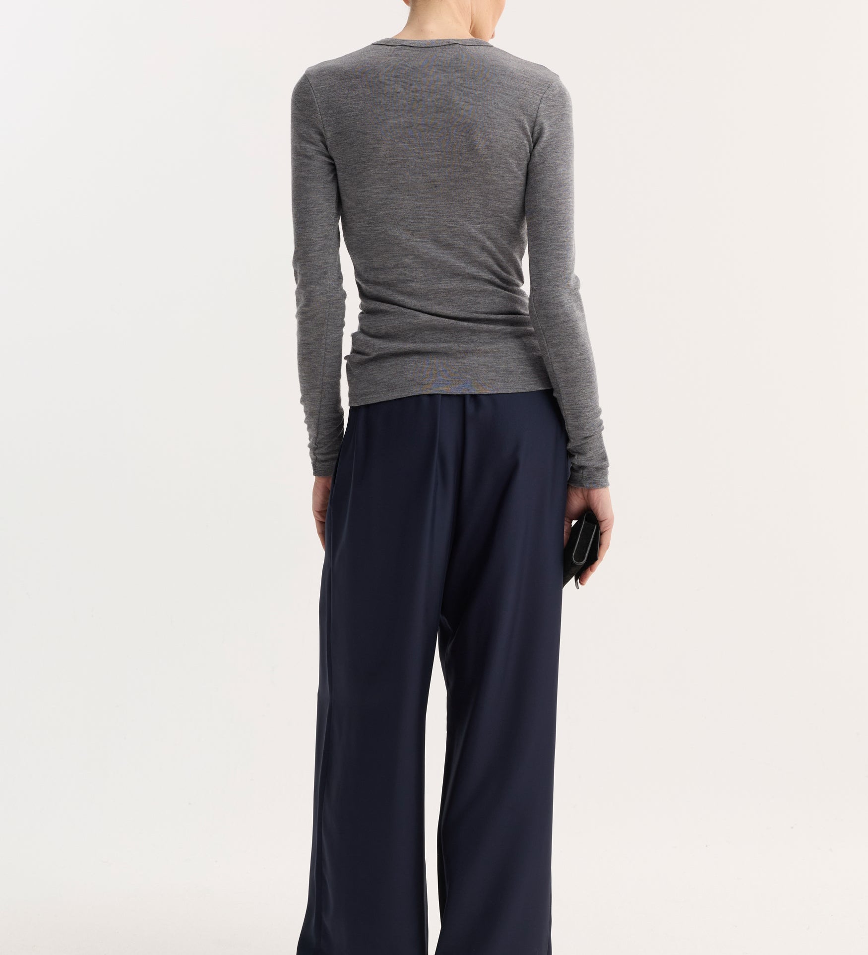ROHE - Fine merino long sleeve | mid grey melange
