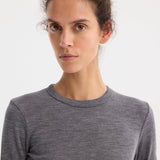 ROHE - Fine merino longsleeve | mid grey melange