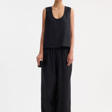 ROHE - Wide leg silk trousers | black
