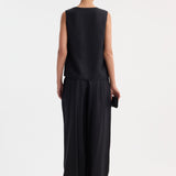 ROHE - Wide leg silk trousers | black