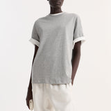 ROHE - Slub melange cotton t - shirt | light grey melange