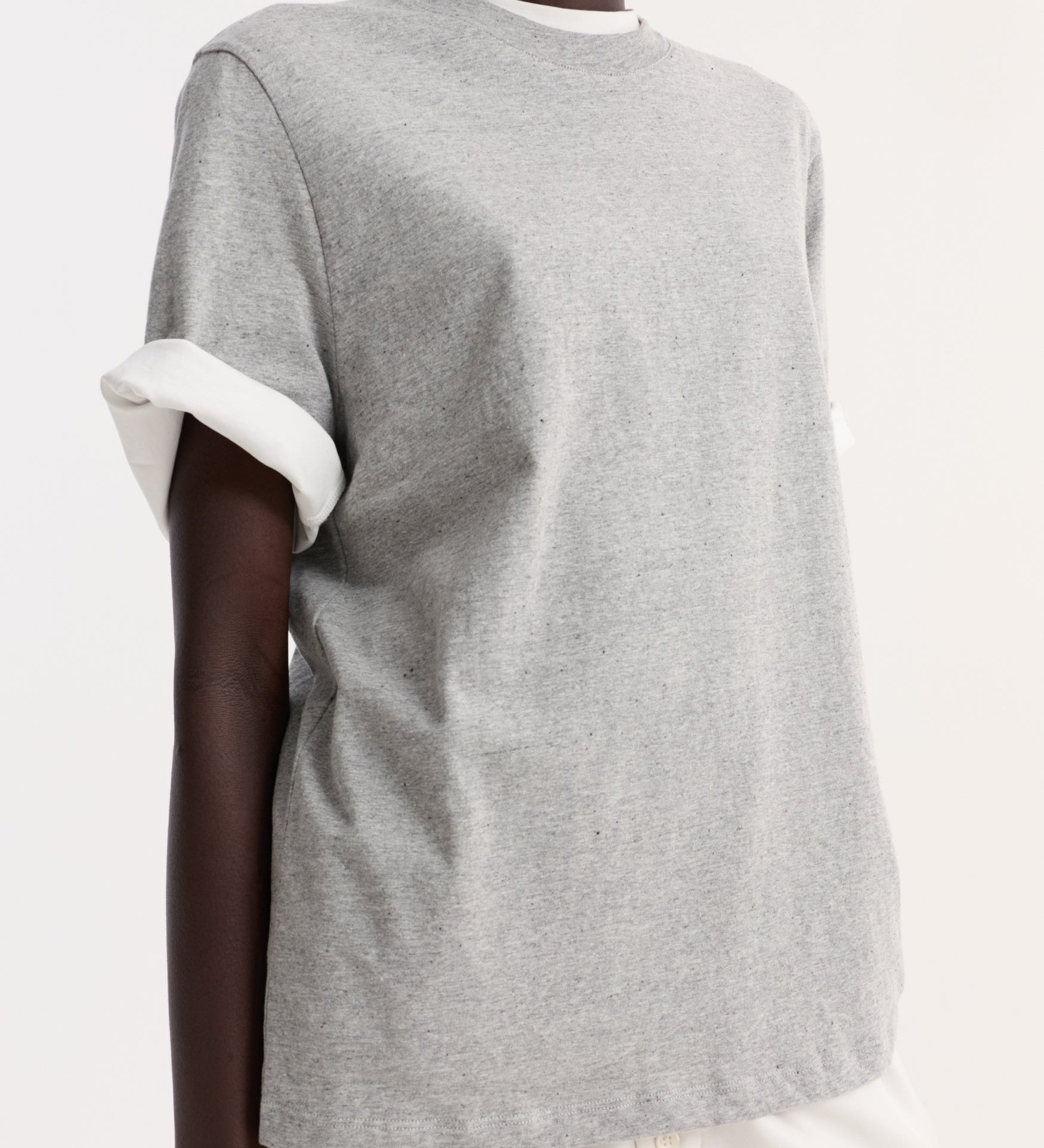 ROHE - Slub melange cotton t - shirt | light grey melange