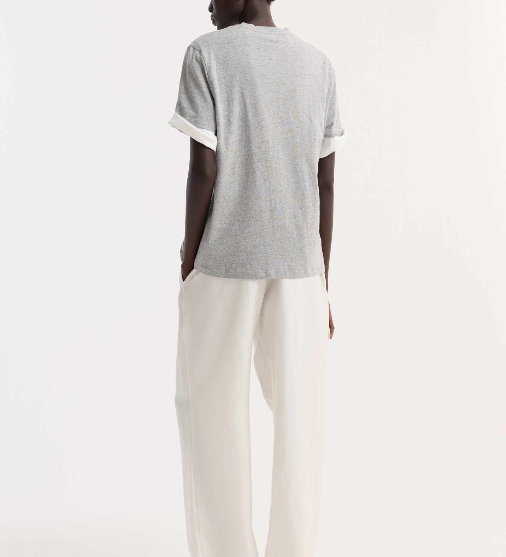ROHE - Slub melange cotton t - shirt | light grey melange