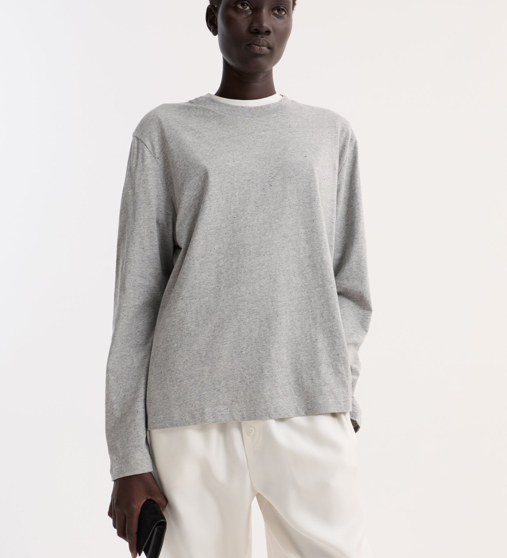 ROHE - Slub melange cotton long sleeve | light grey melange