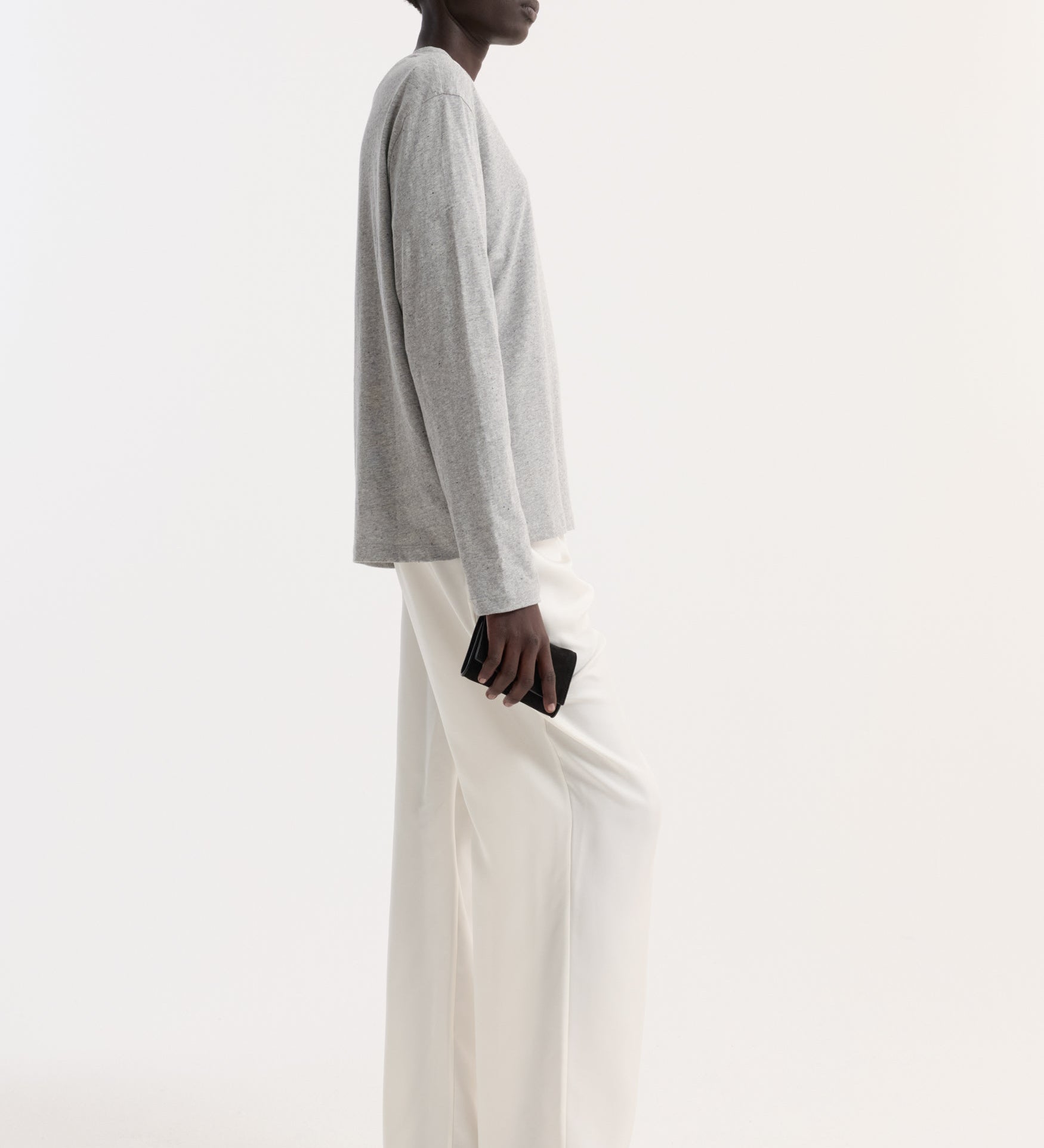 ROHE - Slub melange cotton long sleeve | light grey melange