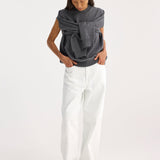 ROHE - Crew neck with open armhole | mid grey melange