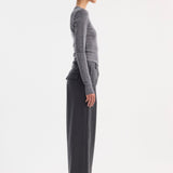 ROHE - Wide leg trousers | dark grey melange