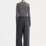 ROHE - Wide leg trousers | dark grey melange
