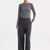 ROHE - Wide leg trousers | dark grey melange