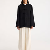 ROHE - Mandarin double-faced wool jacket | black