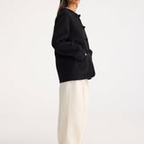 ROHE - Mandarin double-faced wool jacket | black