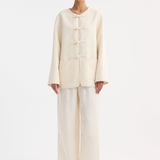 ROHE - Mandarin double-faced wool jacket | off white
