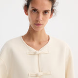 ROHE - Mandarin double-faced wool jacket | off white