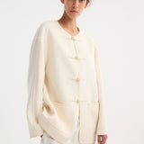 ROHE - Mandarin double-faced wool jacket | off white