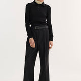 ROHE - Rib knitted polo | black