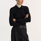 ROHE - Rib knitted polo | black