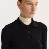 ROHE - Rib knitted polo | black