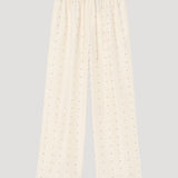 ROHE - Relaxed silk dotted trousers | cream / black dot