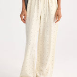ROHE - Relaxed silk dotted trousers | cream / black dot