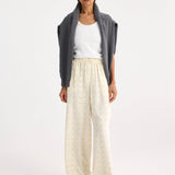 ROHE - Relaxed silk dotted trousers | cream / black dot
