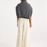 ROHE - Relaxed silk dotted trousers | cream / black dot