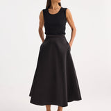 ROHE - Voluminous a-line satin skirt | black