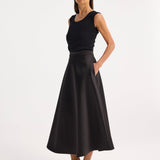 ROHE - Voluminous a-line satin skirt | black