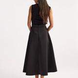 ROHE - Voluminous a-line satin skirt | black