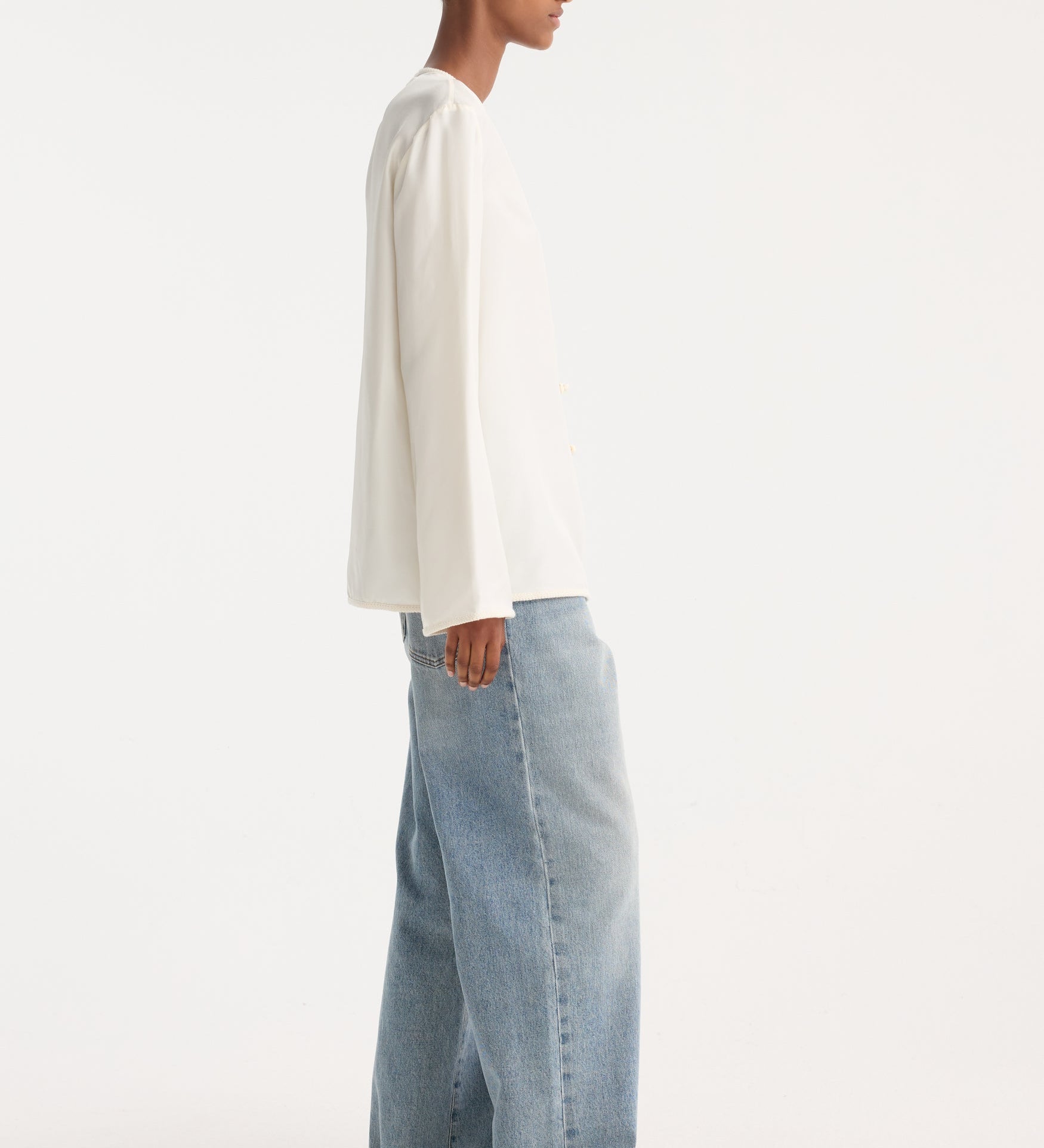 ROHE - Pankou closure silk top | cream