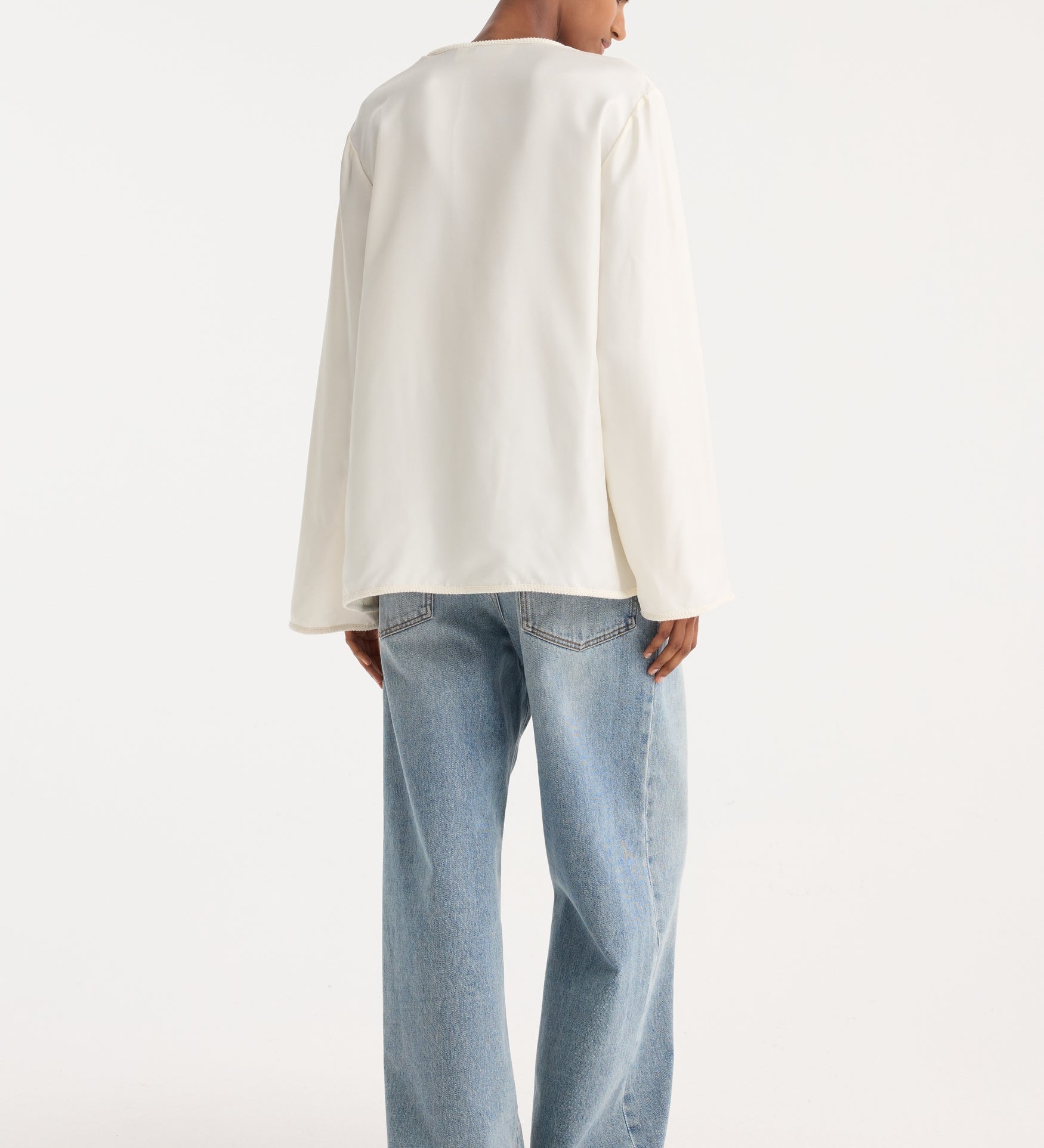 ROHE - Pankou closure silk top | cream