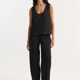 ROHE - Scoop - neck silk top | black