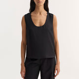 ROHE - Scoop - neck silk top | black