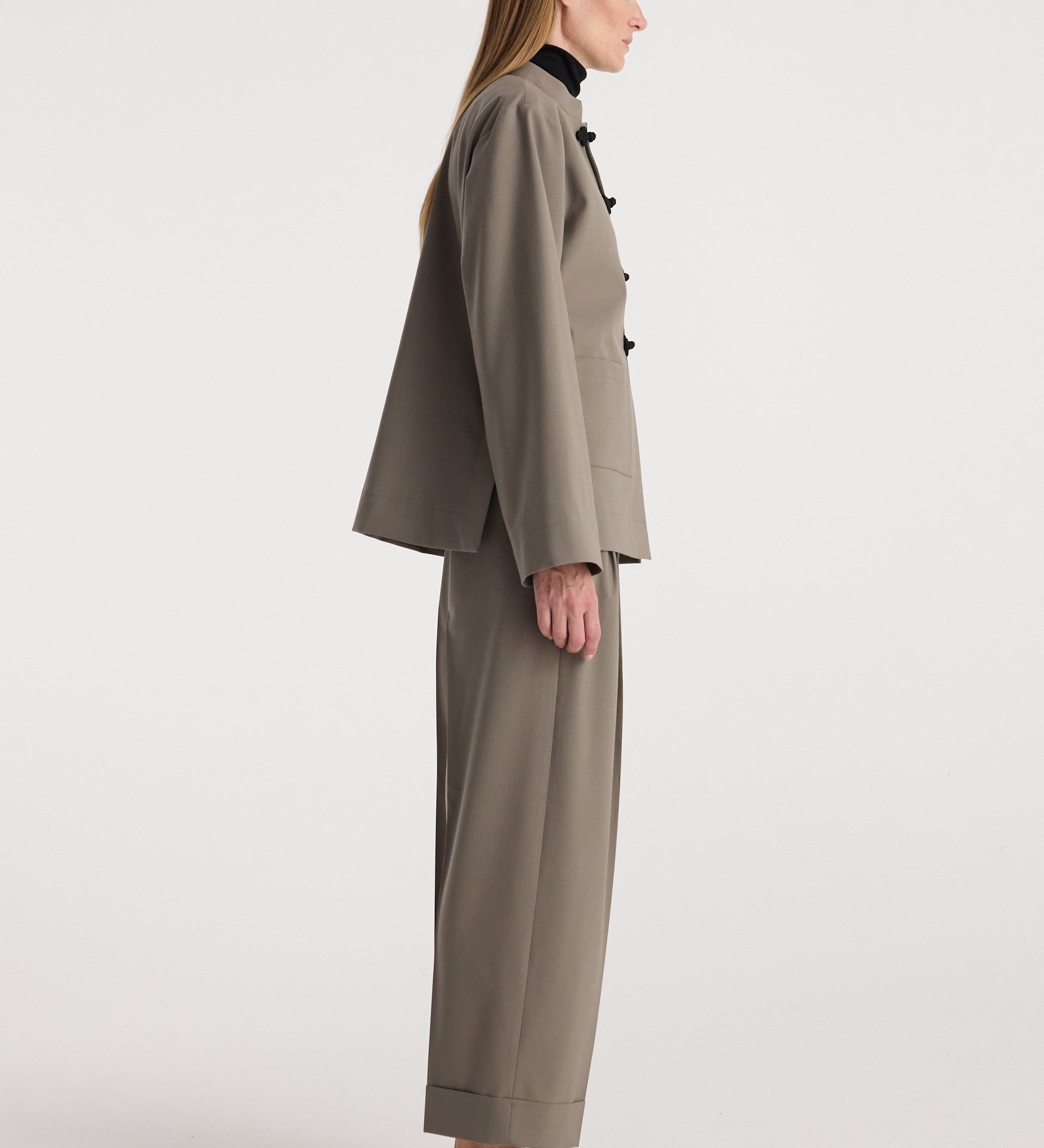 ROHE - High - waist turn - up trousers | taupe