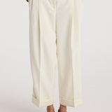 ROHE - High - waist turn up trousers | off white