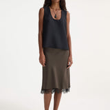 ROHE - Lace-trimmed silk skirt | earth