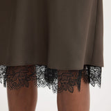 ROHE - Lace-trimmed silk skirt | earth