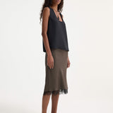 ROHE - Lace-trimmed silk skirt | earth