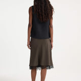 ROHE - Lace-trimmed silk skirt | earth