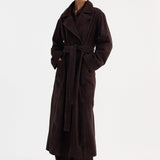 ROHE - Suede belted wrap coat | dark chocolate