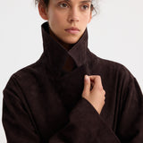 ROHE - Suede belted wrap coat | dark chocolate