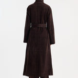 ROHE - Suede belted wrap coat | dark chocolate