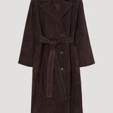 ROHE - Suede belted wrap coat | dark chocolate