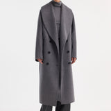 ROHE - Signature double-faced scarf coat | mid grey melange