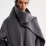 ROHE - Signature double-faced scarf coat | mid grey melange